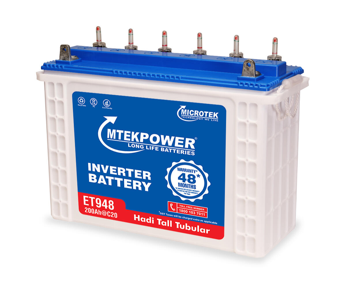 Microtek 200Ah Tall Tubular Battery (ET948+) 48Months