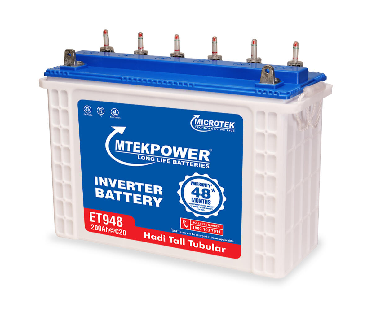 Microtek 200Ah Tall Tubular Battery (ET948+) 48Months